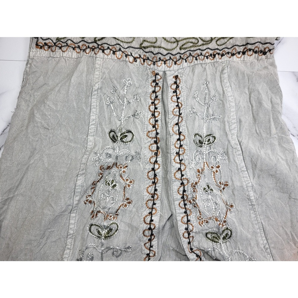 MPH Grey Floral Embroidered Sleeveless Maxi Dress Medium‎ Boho Hippie Grunge - Picture 5 of 10